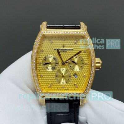 Swiss Clone Yellow Gold Vacheron Constantin Malta Multi-functional Diamond Watch 